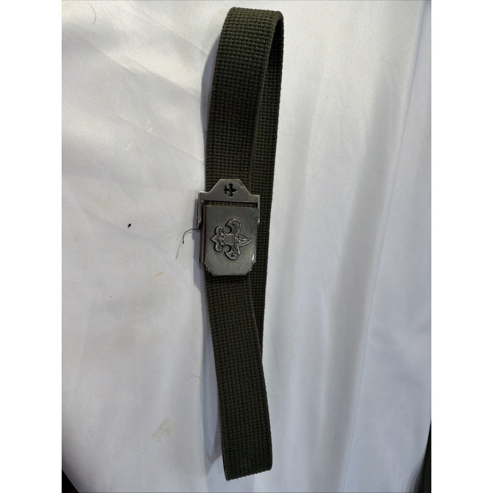 Boy Scouts America Adjustable Web Belt BSA Logo Buckle Green 522